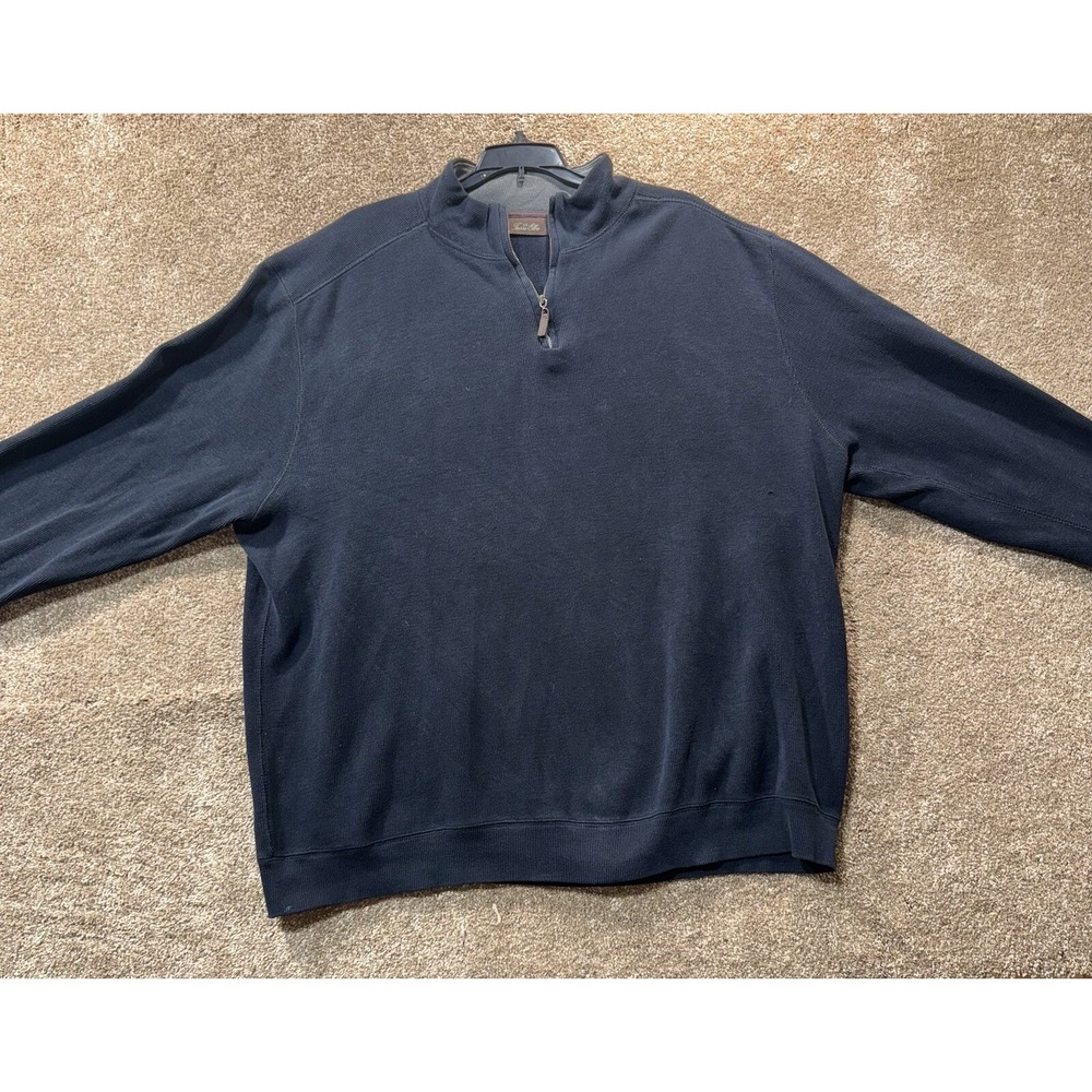 Tasso Elba Sweater Mens XXL Black Quarter Zip Pullover‎ Long Sleeve Warm Cotton